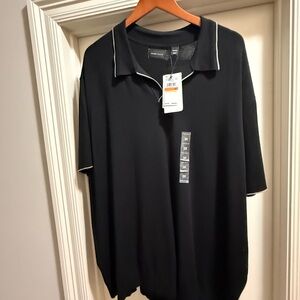 Perry Ellis Men’s Black Polo with White Contrast Piping